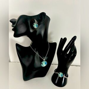 Elegant Hummingbird Blue and Green Jewelry Set